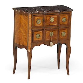 TRANSITIONAL LOUIS XV STYLE TULIPWOOD COMMODE