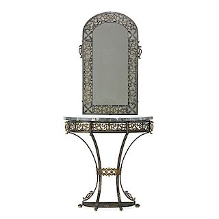 STYLE OF OSCAR BACH CONSOLE AND MIRROR