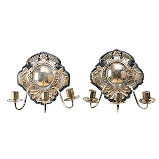 PAIR OF ENGLISH VICTORIAN SILVER SCONCES