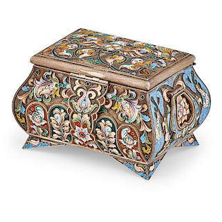 RUSSIAN SILVER AND CLOISONNE TRINKET BOX