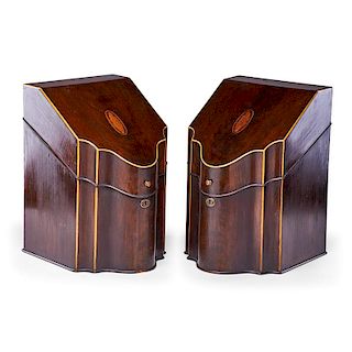 PAIR OF GEORGE III MAHOGANY KNIFE BOXES