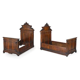 PAIR OF ROSEWOOD TWIN BEDS