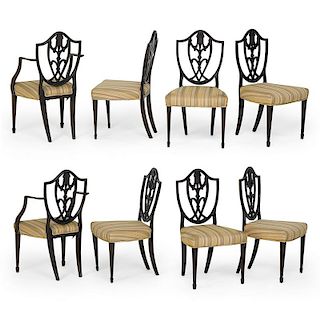 SET OF EIGHT HEPPLEWHITE STYLE DINING CHAIRS