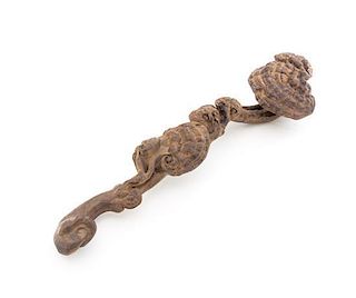 A Carved Chenxiangmu Ruyi Scepter, Length 14 3/8 inches.