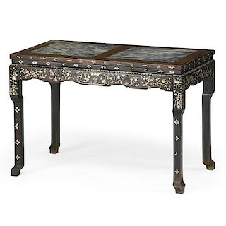 CHINESE MARBLE INSET HALL TABLE