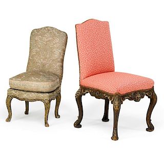 TWO ROCOCO STYLE PAINTED SIDE CHAIRS