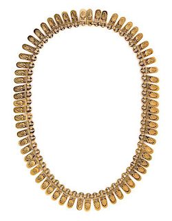 * An Architectural Revival Yellow Gold Fringe Collar Necklace, 31.00 dwts.
