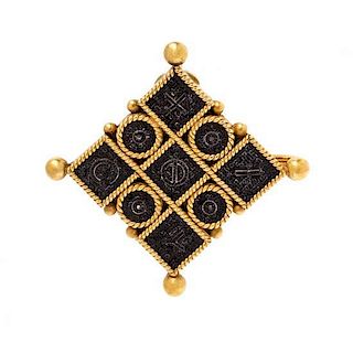 * An Archaeological Revival Yellow Gold and Micromosaic 'Ichthus' Pendant/Brooch, Castellani, Circa 1870, 8.70 dwts.