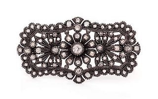 A Silver Topped Gold and Diamond Brooch, Portugal, 12.00 dwts.