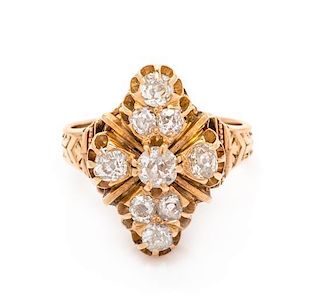 A Victorian Yellow Gold and Diamond Ring, 3.70 dwts.