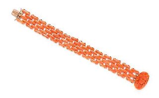 A Victorian Coral Cameo Bracelet, 14.60 dwts.