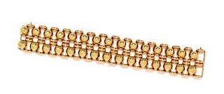 A Retro 18 Karat Bicolor Gold Fancy Link Bracelet, 60.40 dwts.