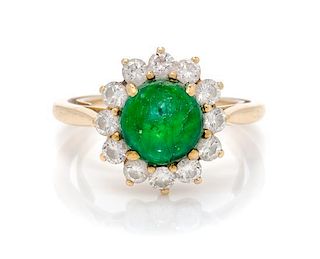 An 18 Karat Yellow Gold, Emerald and Diamond Ring, Tiffany & Co., 2.50 dwts.