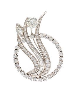 A Vintage White Gold and Diamond Brooch, 8.10 dwts.
