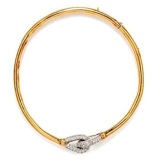 A Bicolor Gold and Diamond Collar Necklace, 35.80 dwts.