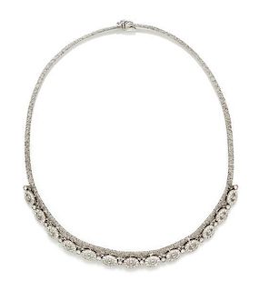 A 14 Karat White Gold and Diamond Collar Necklace,