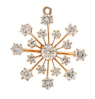A Late Victorian Rose Gold and Diamond Snowflake Pendant/Brooch, 4.40 dwts.