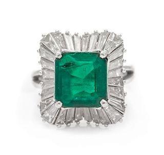* A Platinum, Emerald and Diamond Ballerina Ring, Oscar Heyman & Brothers, 9.80 dwts.