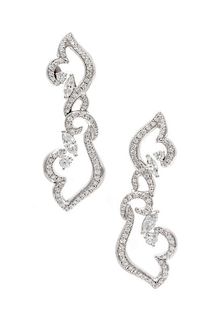 A Pair of 18 Karat White Gold and Diamond Earrings, Henry Dunay for H.D.D. Inc., 11.50 dwts.