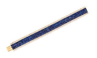An 18 Karat Yellow Gold, Sapphire and Diamond Bracelet, 42.30 dwts.