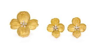 An 18 Karat Yellow Gold and Diamond 'Dogwood' Demi-Parure, Tiffany & Co., 22.10 dwts.