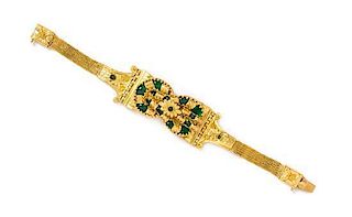 * A High Karat Yellow Gold and Glass Hercules Knot Bracelet, 25.70 dwts.