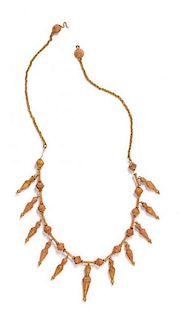 * A Possibly Ancient Yellow Gold Amphora Fringe Necklace, 39.70 dwts.