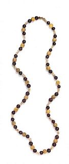 * A Possibly Ancient Yellow Gold, Garnet and Glass Bead Necklace, 70.55 dwts.