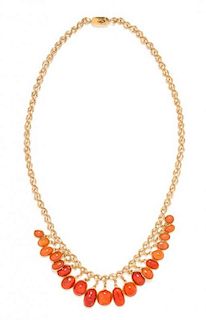 An 18 Karat Rose Gold and Coral Fringe Necklace, 16.20 dwts.