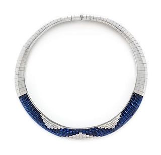 An 18 Karat Yellow Gold, Sapphire and Diamond Invisibly Set Collar Necklace, KEVORK, 118.70 dwts.
