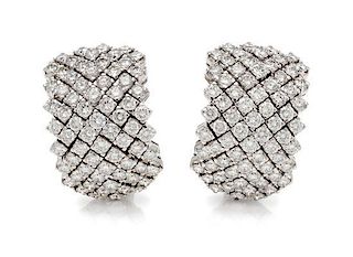 * A Pair of 18 Karat White Gold and Diamond Earrings, Picchiotti, 23.40 dwts.