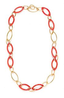 An 18 Karat Rose Gold and Synthetic Coral 'POP' Necklace, Vhernier, 49.70 dwts.