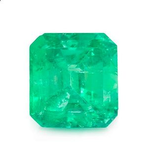 A 13.44 Carat Octagonal Step Cut Emerald,