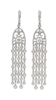 A Pair of 18 Karat White Gold and Diamond Chandelier Earrings, 11.70 dwts.