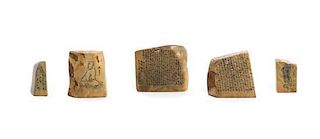 A Set of Five Miniature Soapstone Seals, Width of widest 1 3/8 inches.