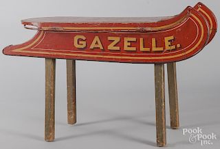 Child's Gazelle painted sled, mounted as a table