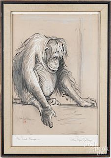 Arthur Byron Phillips mixed media of a orangutan