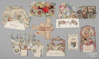Eight Victorian fold out Valentine cards