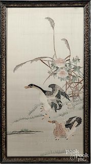 Large oriental silkwork panel