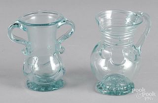 Aqua glass lily pad pitcher and vase