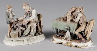 Two Capo-di-monte figures of two men drinking