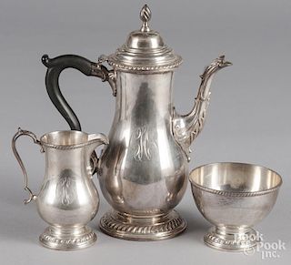 Ellmore three-piece sterling silver tea service