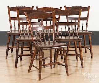Set of six Pennsylvania plank seat chairs