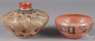 Hopi pottery olla and bowl