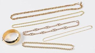 Five Gold Necklaces & One Bracelet