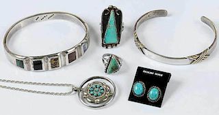Six Pieces Southwestern Turquoise Jewelry
