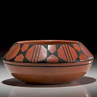 Crucita Calabaza, Blue Corn (San Ildefonso, 1921-1999) Large Redware Pottery Bowl