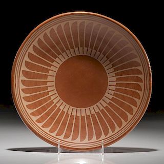 Maria Martinez and Popovi Da (San Ildelfonso, 1887 - 1980 / 1923 - 1971) Redware Pottery Plate