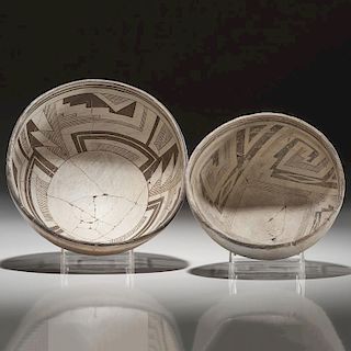Mimbres Black-on-White Pottery Bowls