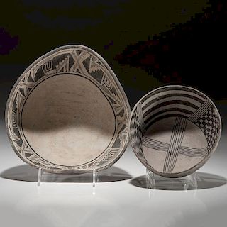 Mimbres Black-on-White Pottery Bowls
